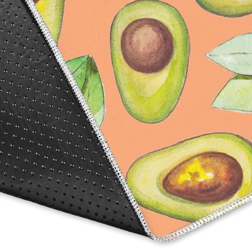 Orange Avocado Patttern Print Floor Mat-grizzshop