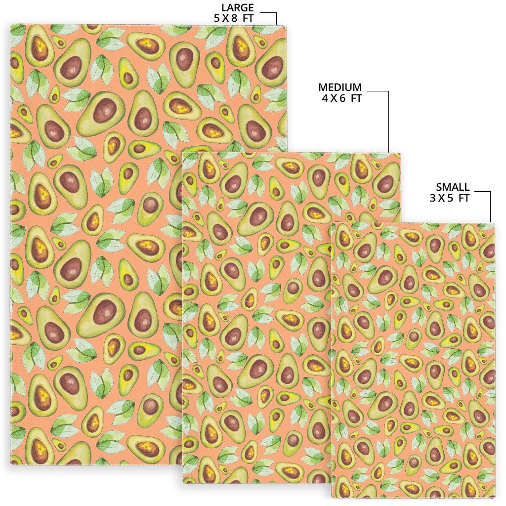 Orange Avocado Patttern Print Floor Mat-grizzshop