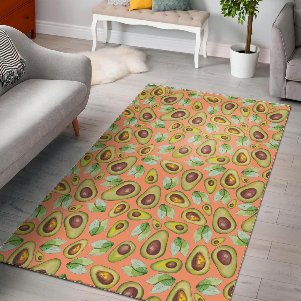 Orange Avocado Patttern Print Floor Mat-grizzshop