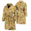 Orange Avocado Patttern Print Men Long Robe-grizzshop