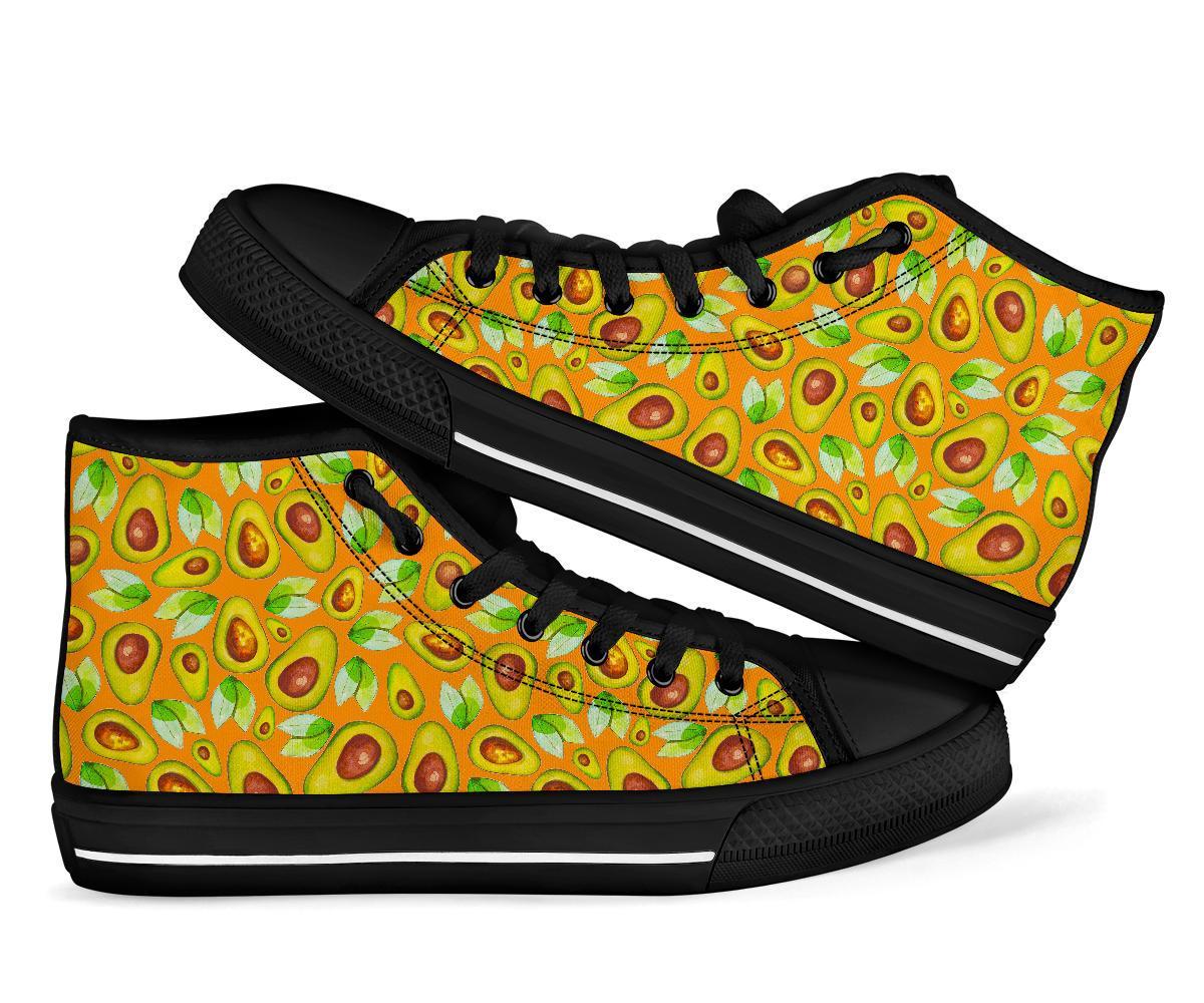 Orange Avocado Patttern Print Men Women's High Top Shoes-grizzshop