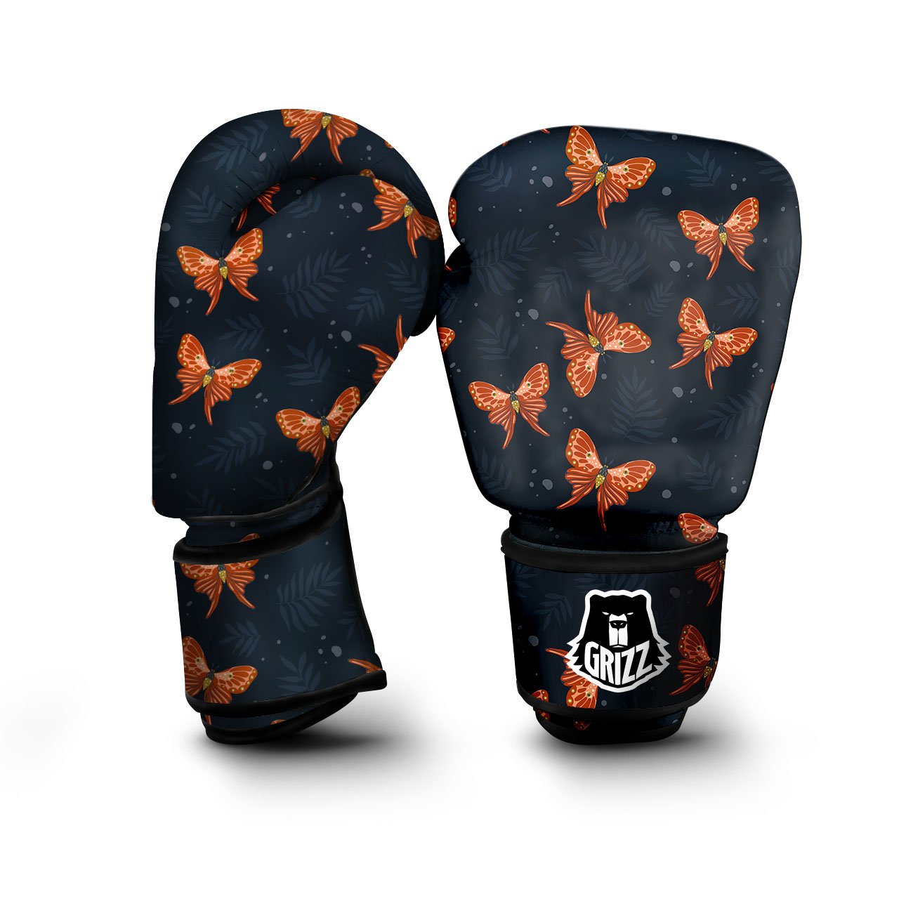Orange Butterfly Monarch Print Pattern Boxing Gloves-grizzshop