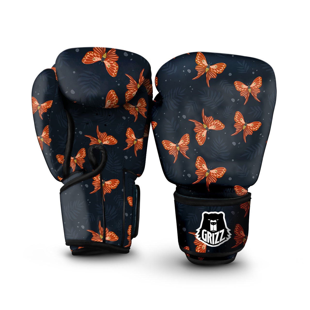 Orange Butterfly Monarch Print Pattern Boxing Gloves-grizzshop