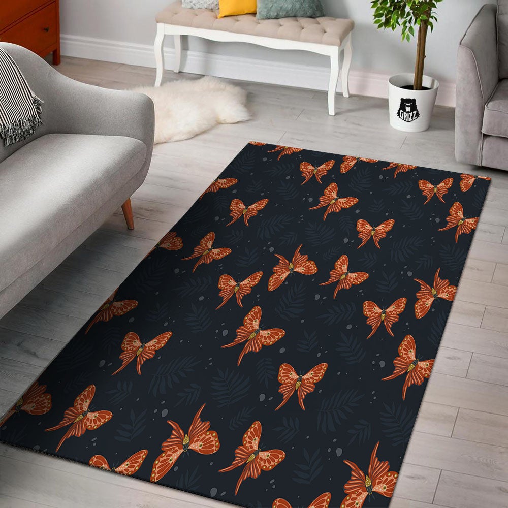 Orange Butterfly Monarch Print Pattern Floor Mat-grizzshop