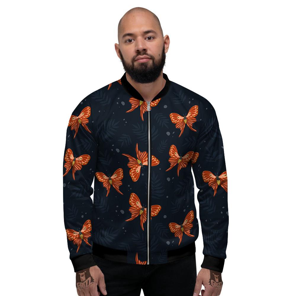 Orange Butterfly Monarch Print Pattern Men's Bomber Jacket-grizzshop