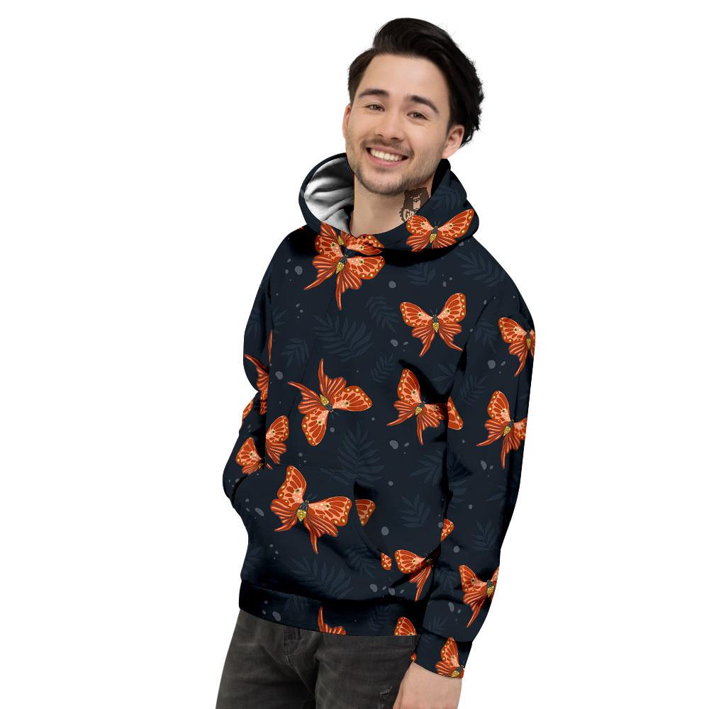 Orange Butterfly Monarch Print Pattern Men's Hoodie-grizzshop