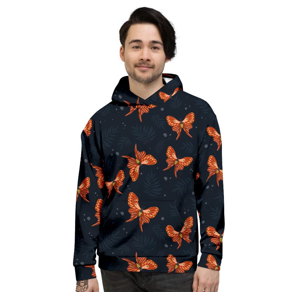 Orange Butterfly Monarch Print Pattern Men's Hoodie-grizzshop