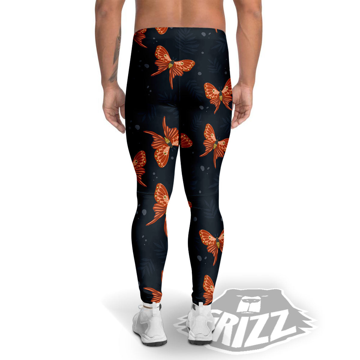 Orange Butterfly Monarch Print Pattern Men's Leggings-grizzshop