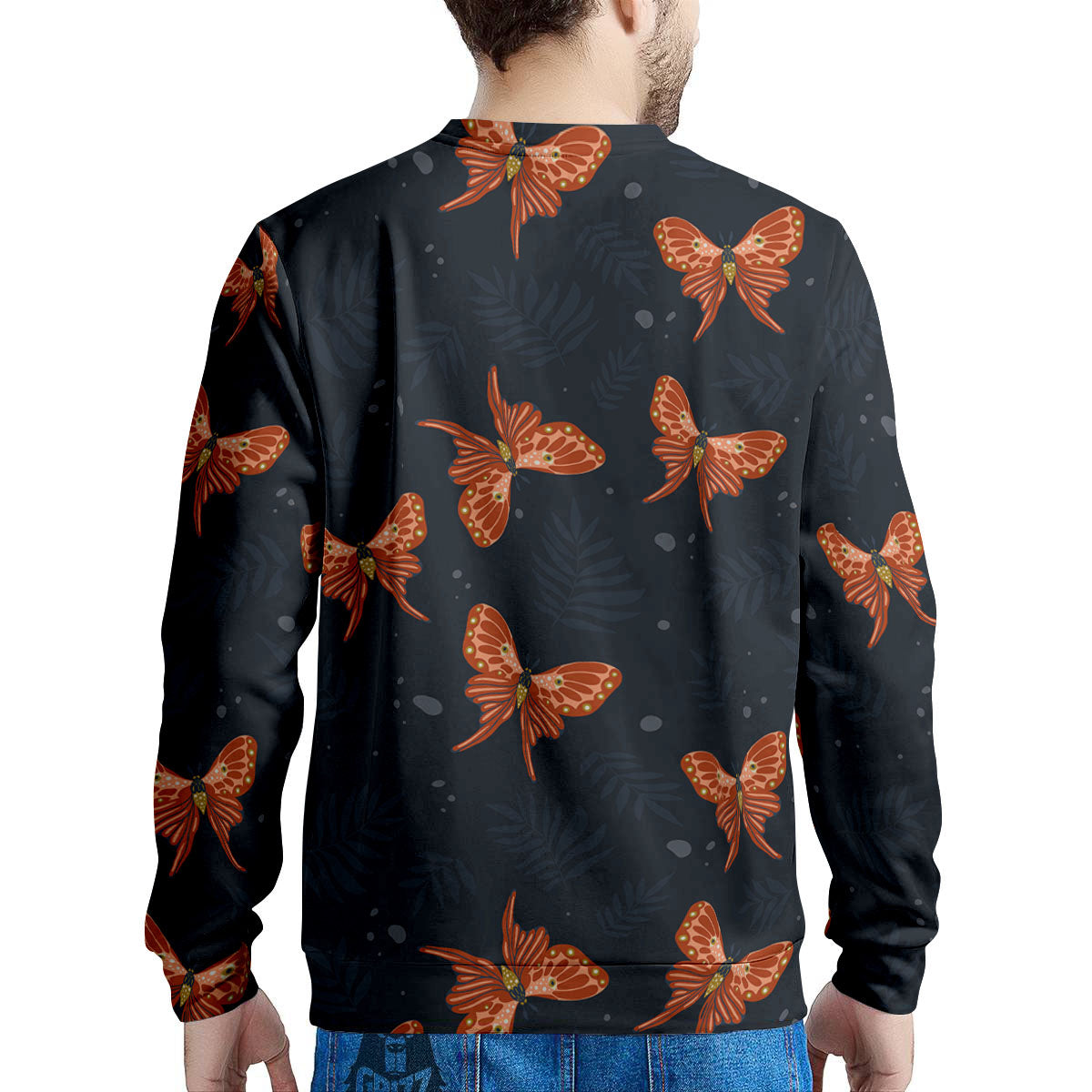 Orange Butterfly Monarch Print Pattern Men's Sweatshirt-grizzshop