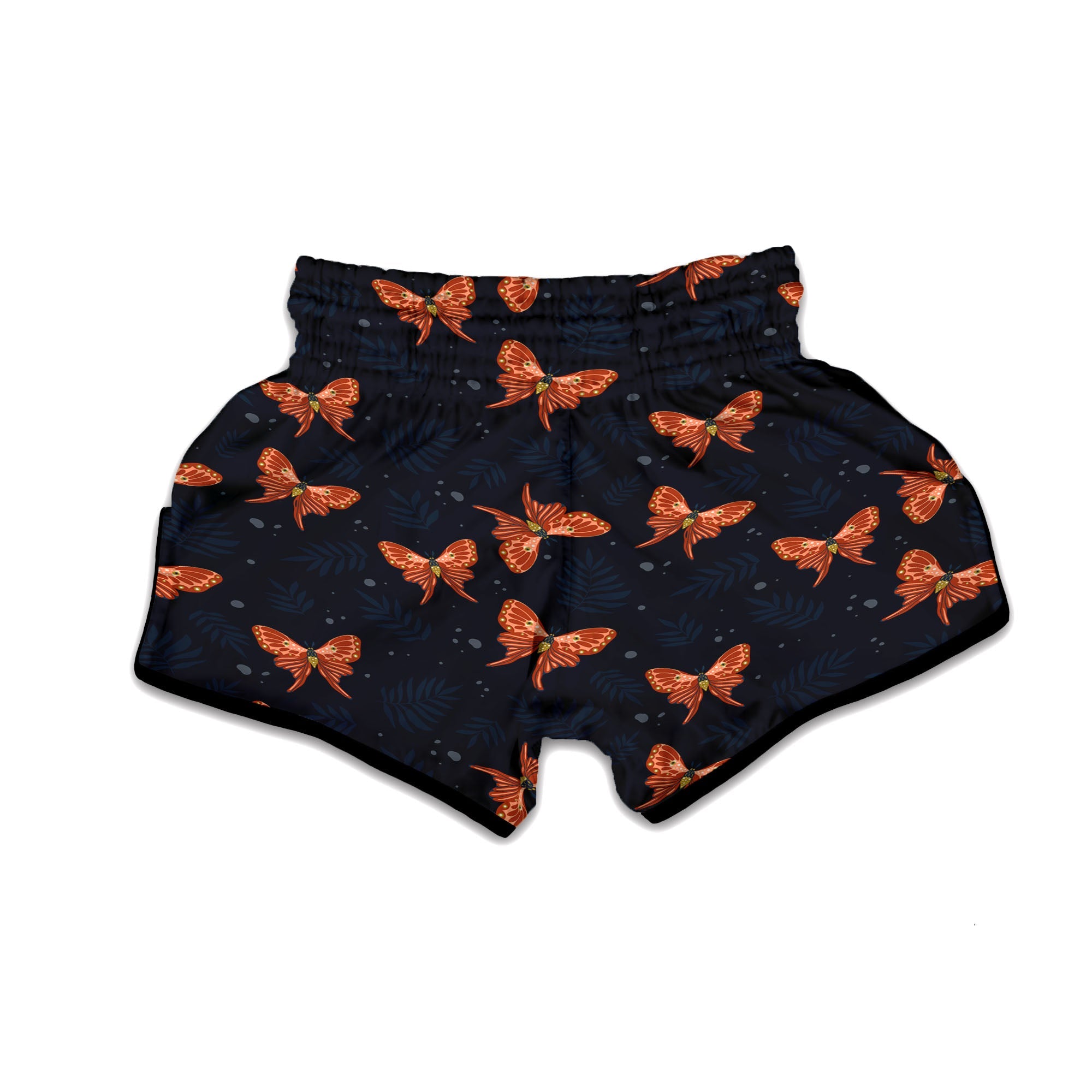 Orange Butterfly Monarch Print Pattern Muay Thai Boxing Shorts-grizzshop