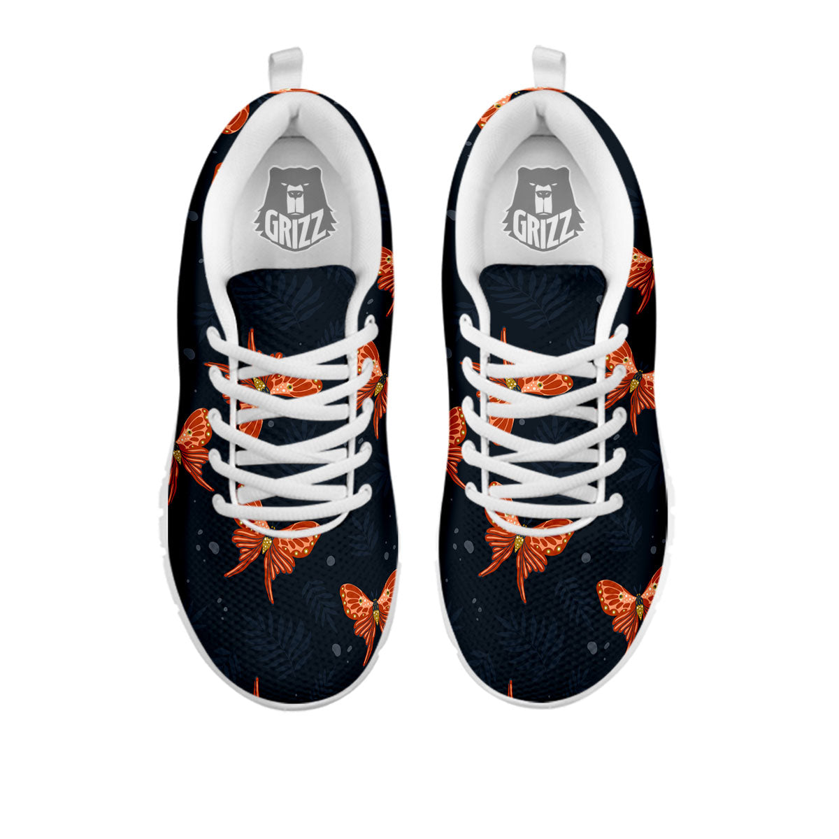 Orange Butterfly Monarch Print Pattern White Sneaker-grizzshop