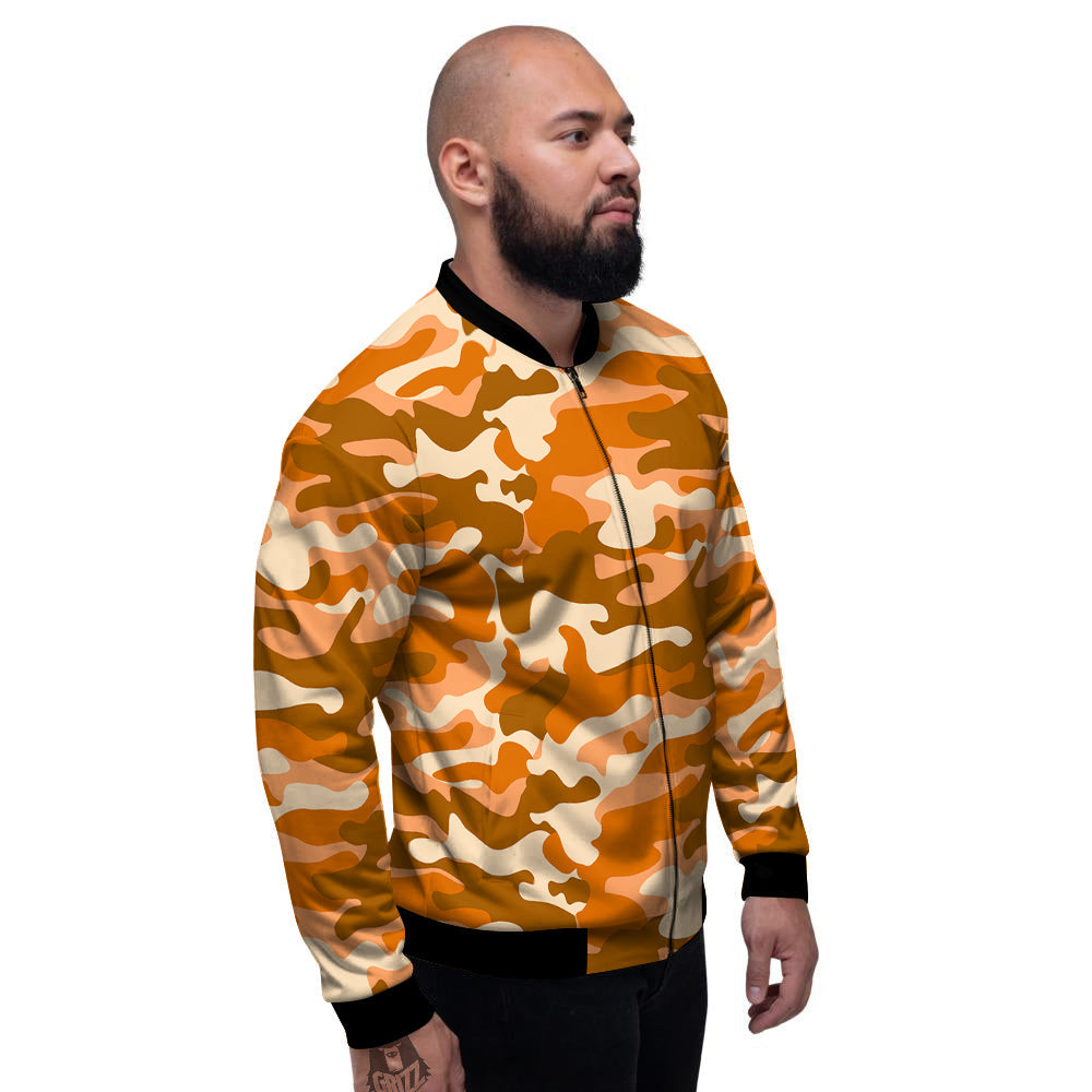 Orange Camo And Camouflage Print Men's Bomber Jacket-grizzshop