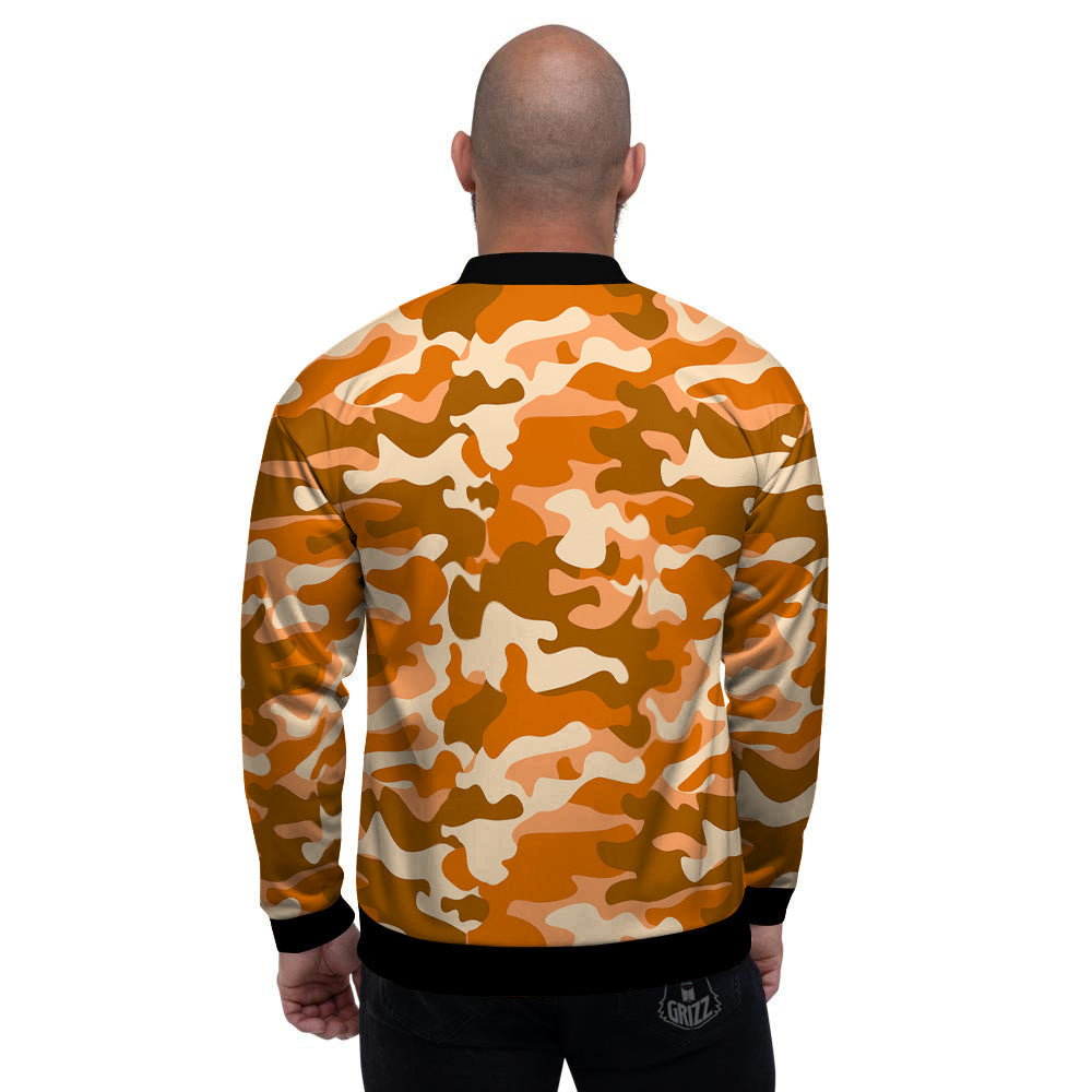 Orange Camo And Camouflage Print Men's Bomber Jacket-grizzshop