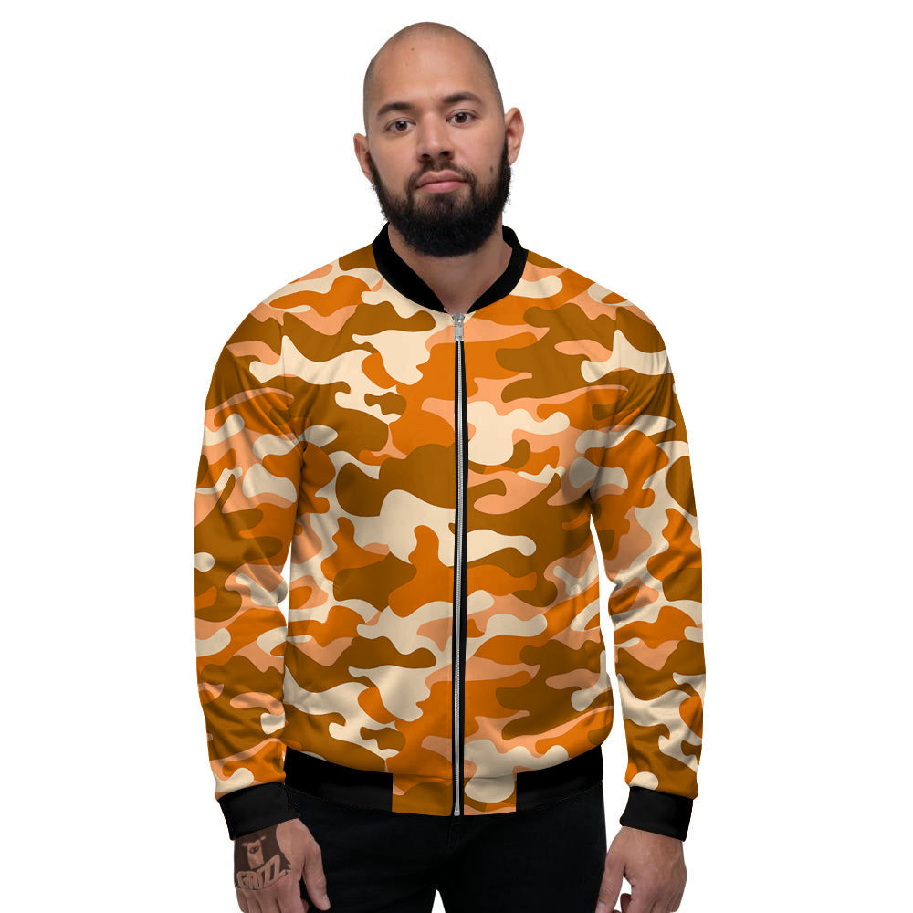 Orange Camo And Camouflage Print Men's Bomber Jacket-grizzshop