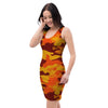 Orange Camo Print Bodycon Dress-grizzshop