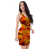 Orange Camo Print Bodycon Dress-grizzshop