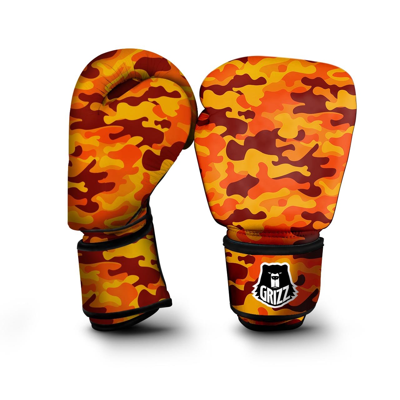 Orange Camo Print Boxing Gloves-grizzshop