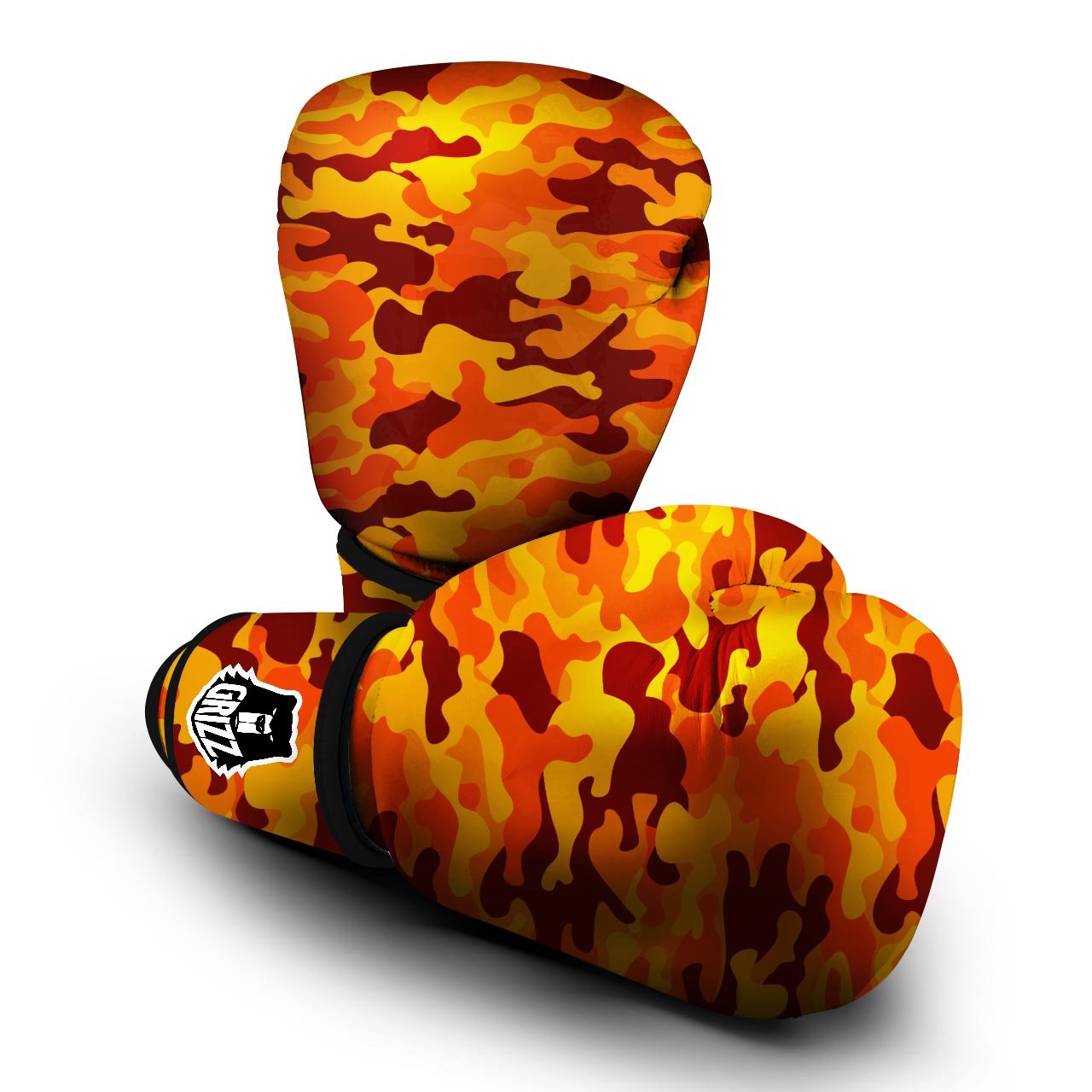 Orange Camo Print Boxing Gloves-grizzshop