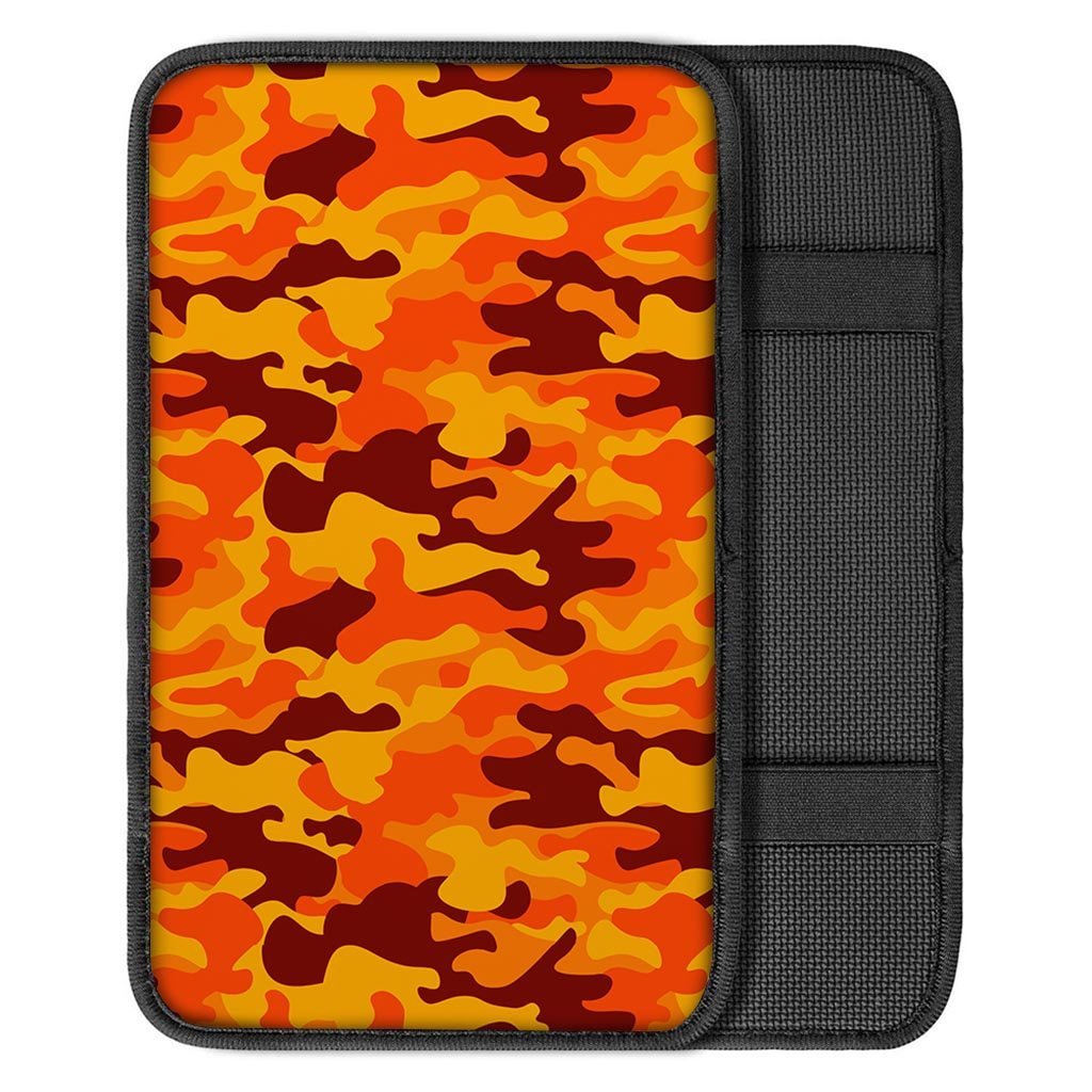 Orange Camo Print Car Console Cover-grizzshop