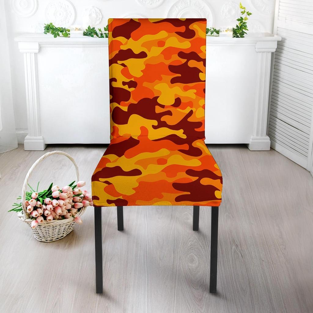 Orange Camo Print Chair Cover-grizzshop