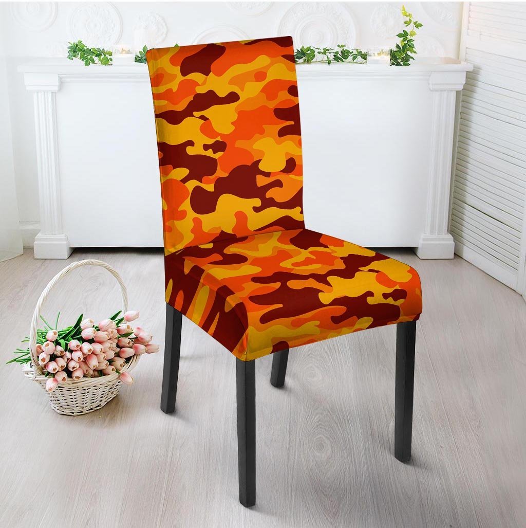 Orange Camo Print Chair Cover-grizzshop