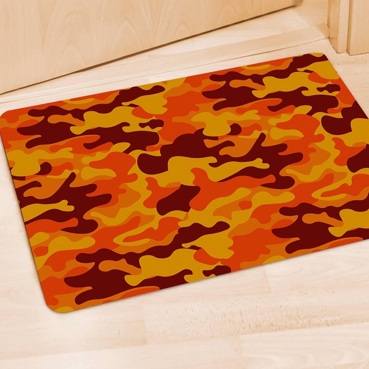 Orange Camo Print Door Mat-grizzshop