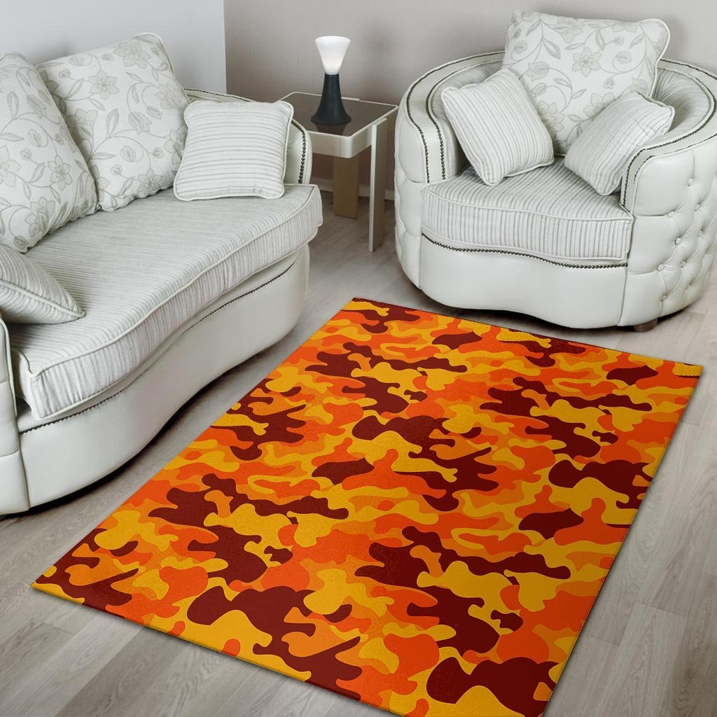 Orange Camo Print Floor Mat-grizzshop