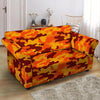 Orange Camo Print Loveseat Cover-grizzshop