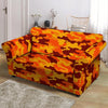 Orange Camo Print Loveseat Cover-grizzshop