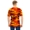 Orange Camo Print Men T Shirt-grizzshop