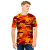 Orange Camo Print Men T Shirt-grizzshop