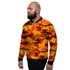 Orange Camo Print Men's Bomber Jacket-grizzshop