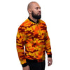 Orange Camo Print Men's Bomber Jacket-grizzshop