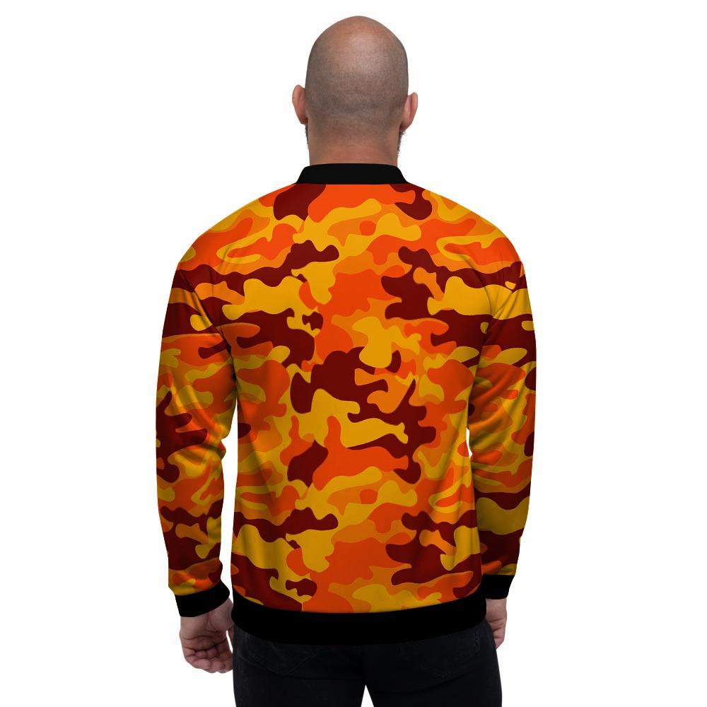 Orange Camo Print Men's Bomber Jacket-grizzshop