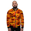 Orange Camo Print Men's Bomber Jacket-grizzshop