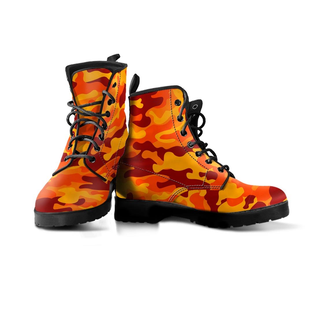 Orange Camo Print Men's Boots-grizzshop