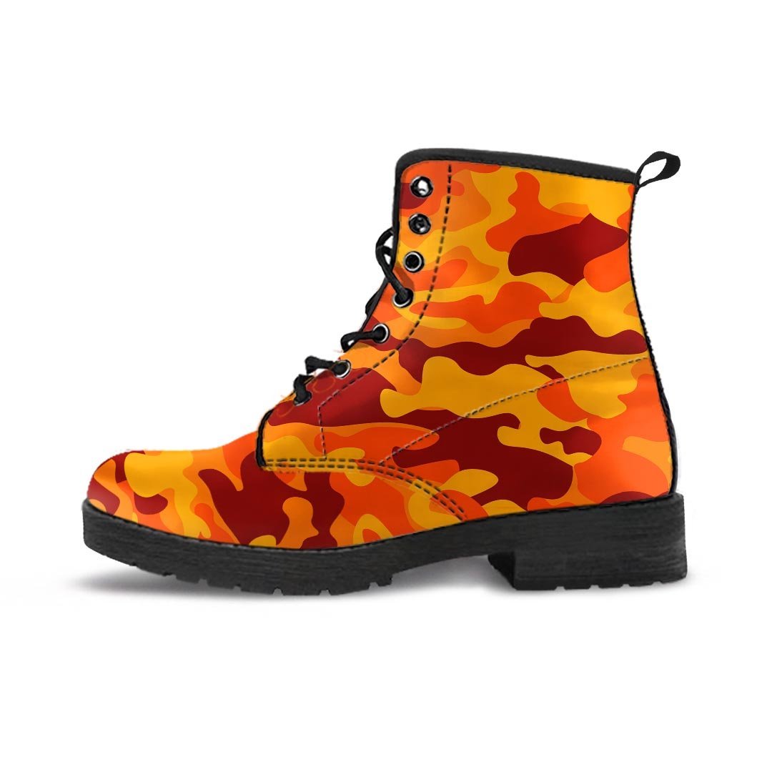 Orange Camo Print Men's Boots-grizzshop