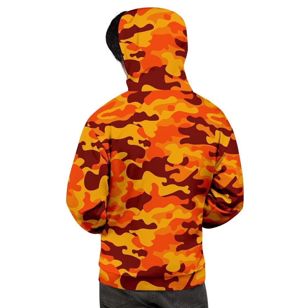 Orange Camo Print Men's Hoodie-grizzshop