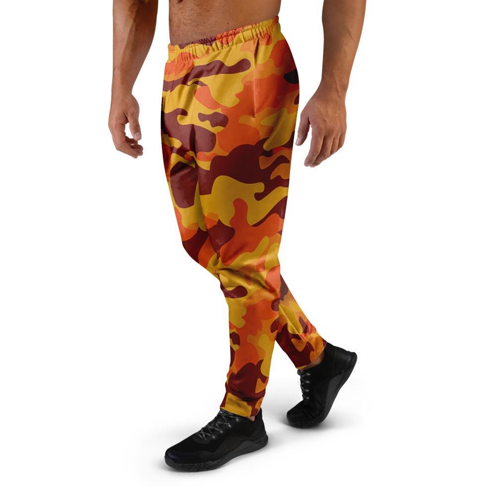 Orange Camo Print Men's Joggers-grizzshop