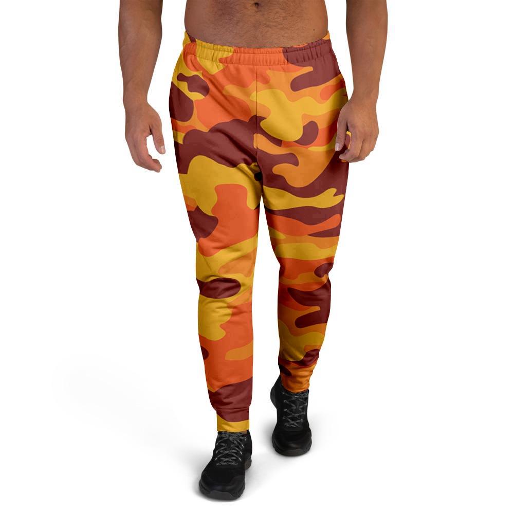 Orange Camo Print Men's Joggers-grizzshop