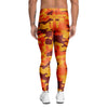 Orange Camo Print Men's Leggings-grizzshop