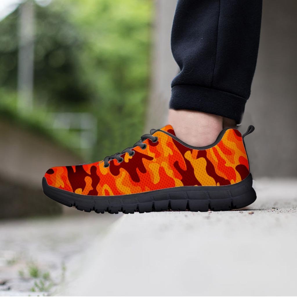 Orange Camo Print Men's Sneakers-grizzshop