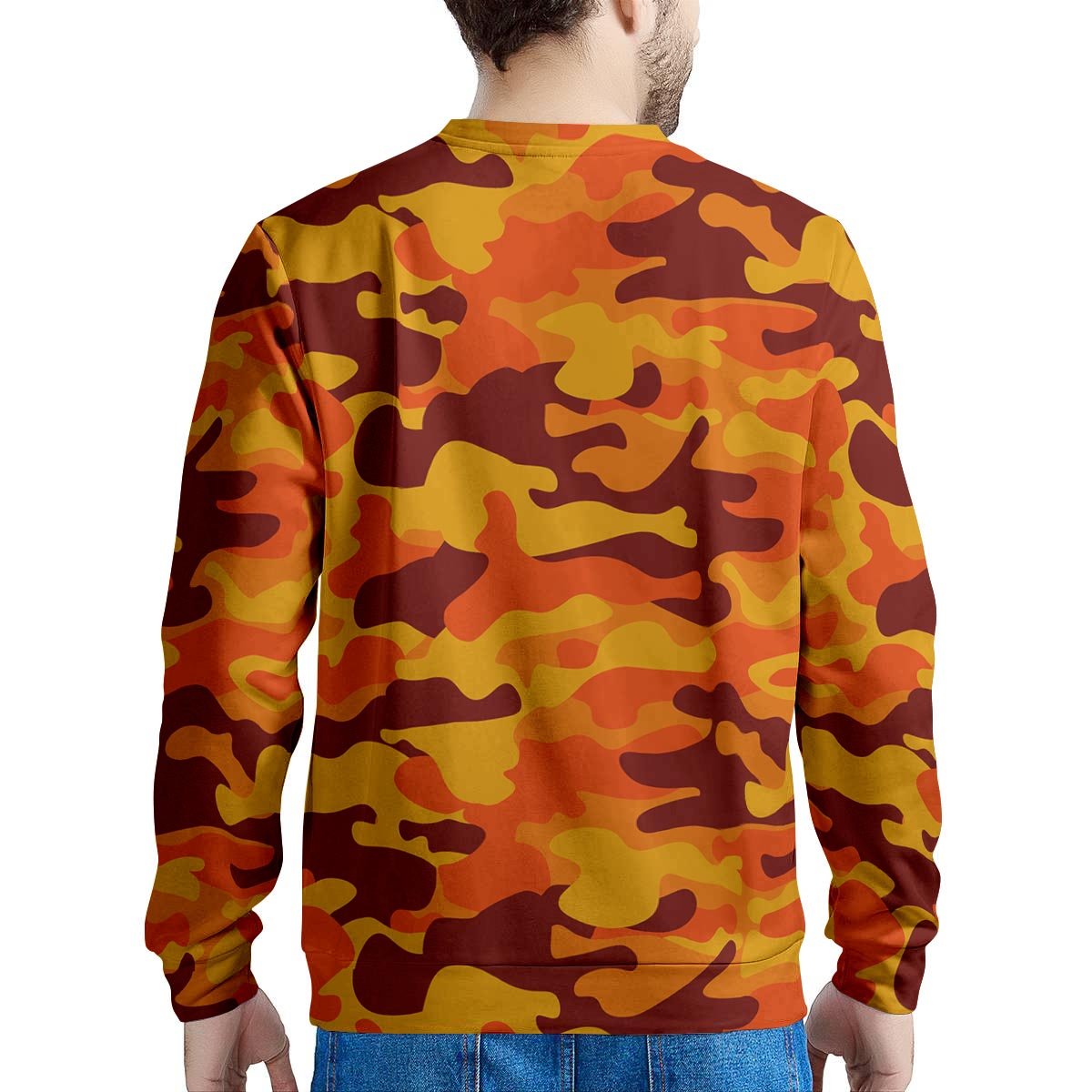 Orange Camo Print Men's Sweatshirt-grizzshop