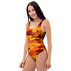 Orange Camo Print One Piece Swimsuite-grizzshop