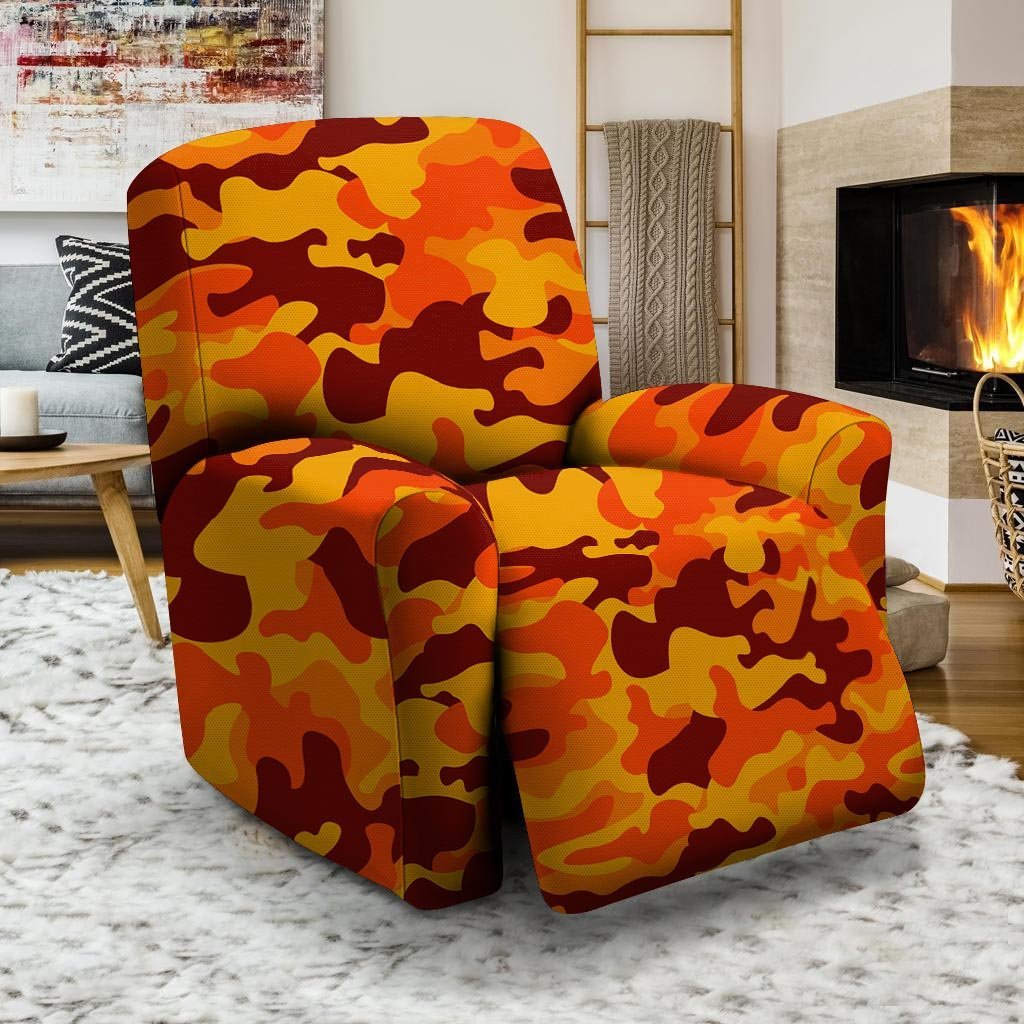 Orange Camo Print Recliner Cover-grizzshop