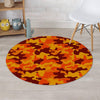 Orange Camo Print Round Rug-grizzshop