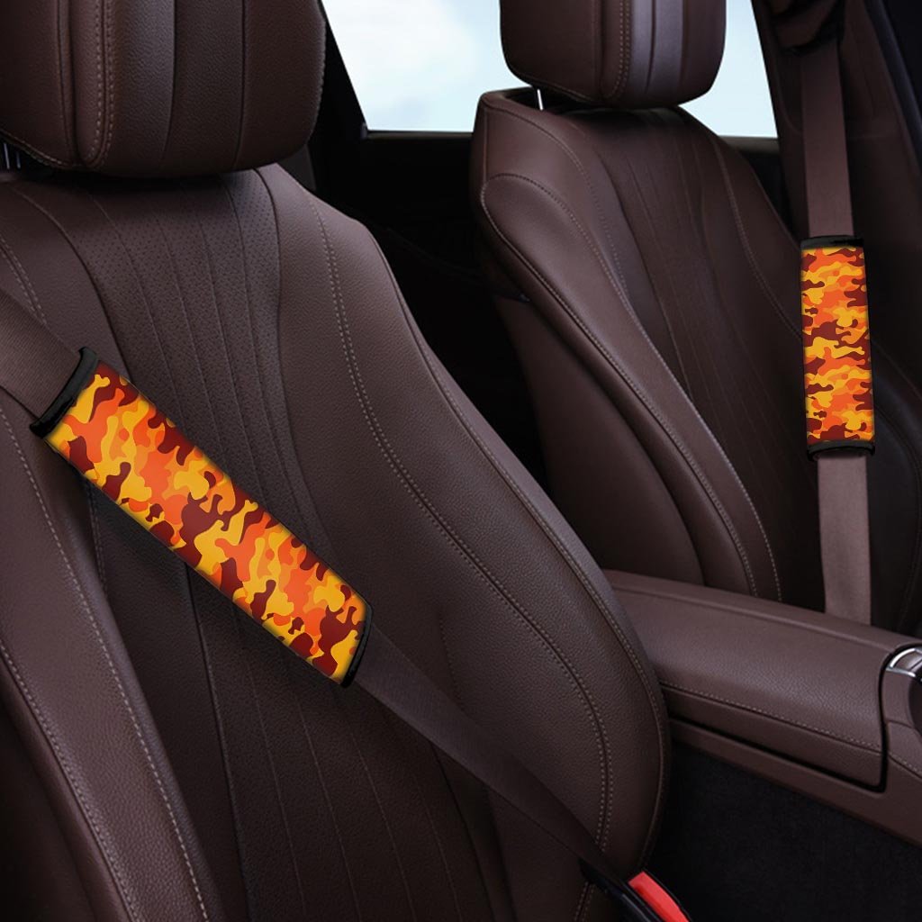 Orange Camo Print Seat Belt Cover-grizzshop