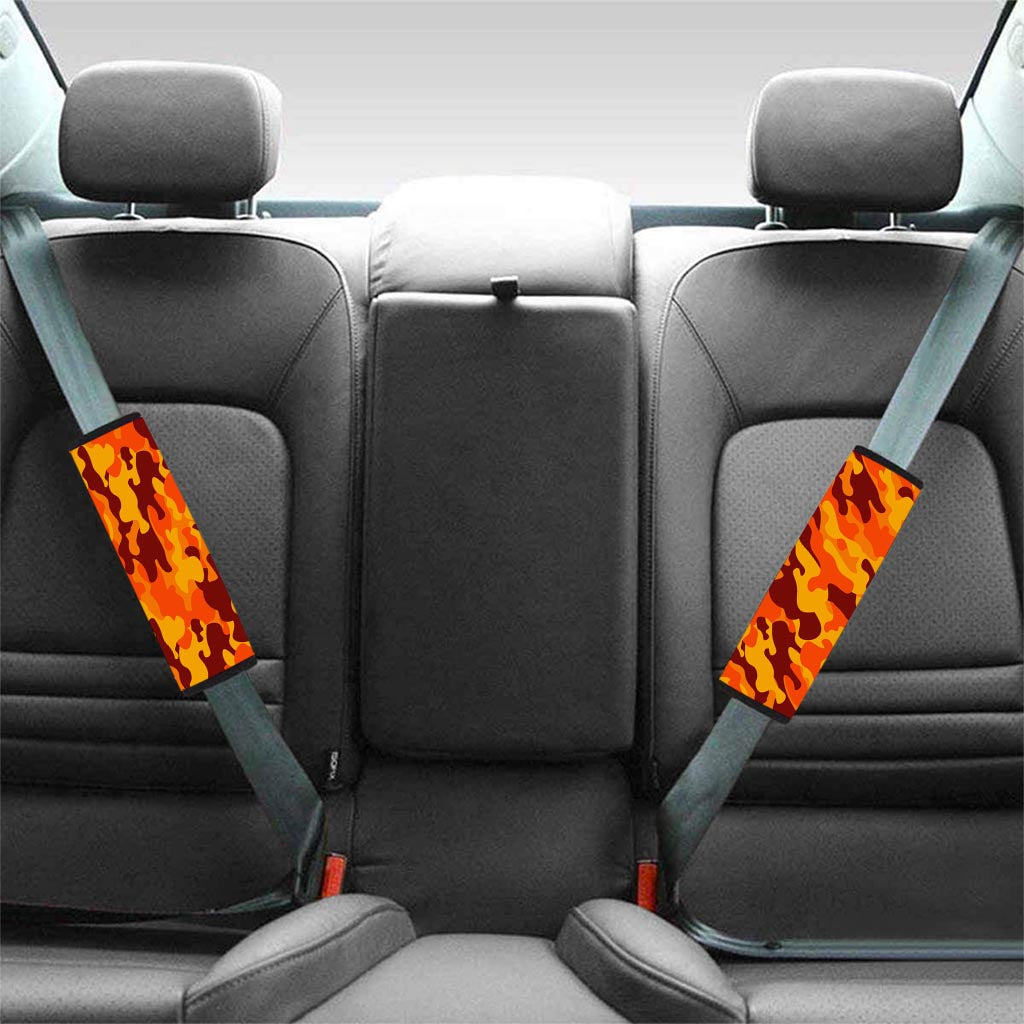 Orange Camo Print Seat Belt Cover-grizzshop