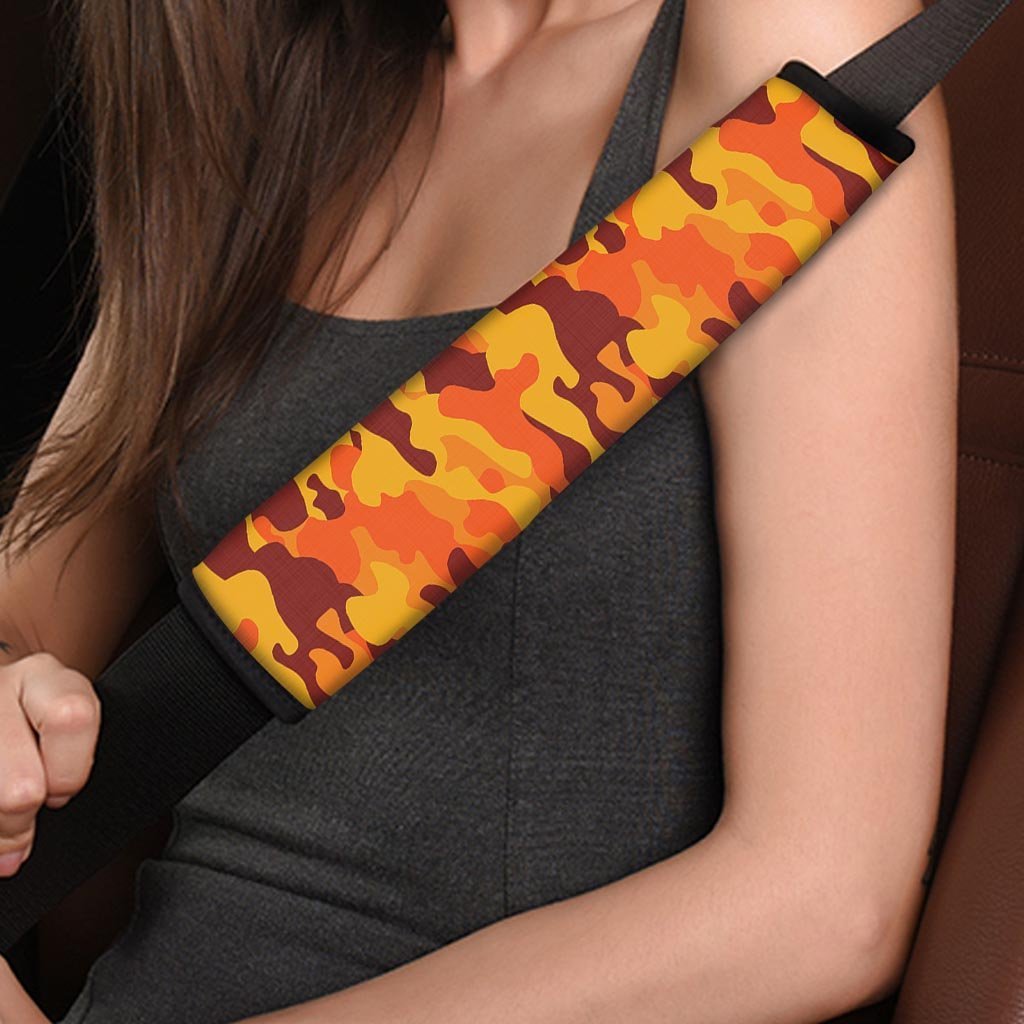 Orange Camo Print Seat Belt Cover-grizzshop