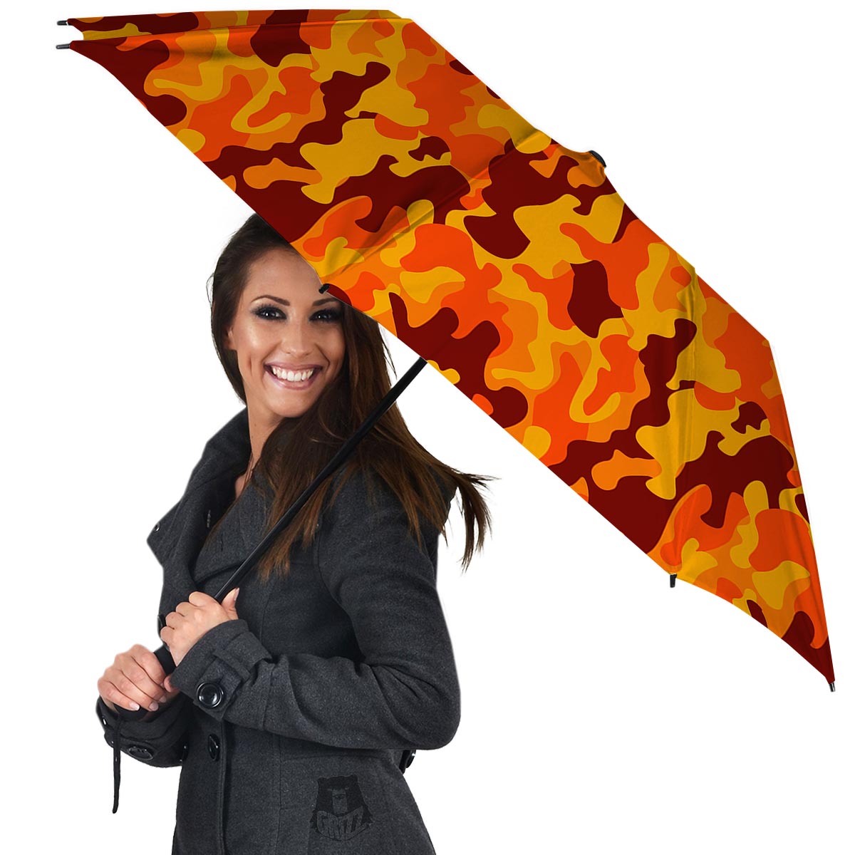 Orange Camo Print Umbrella-grizzshop